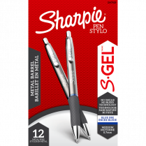 Sharpie® S-Gel® Metal Retractable Pens 0.7 mm Blue/Gunmetal 12/box