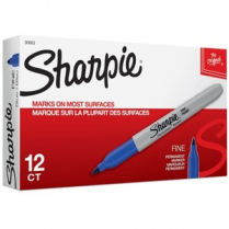 Sharpie® Fine Permanent Markers Fine Tip Blue 12/box