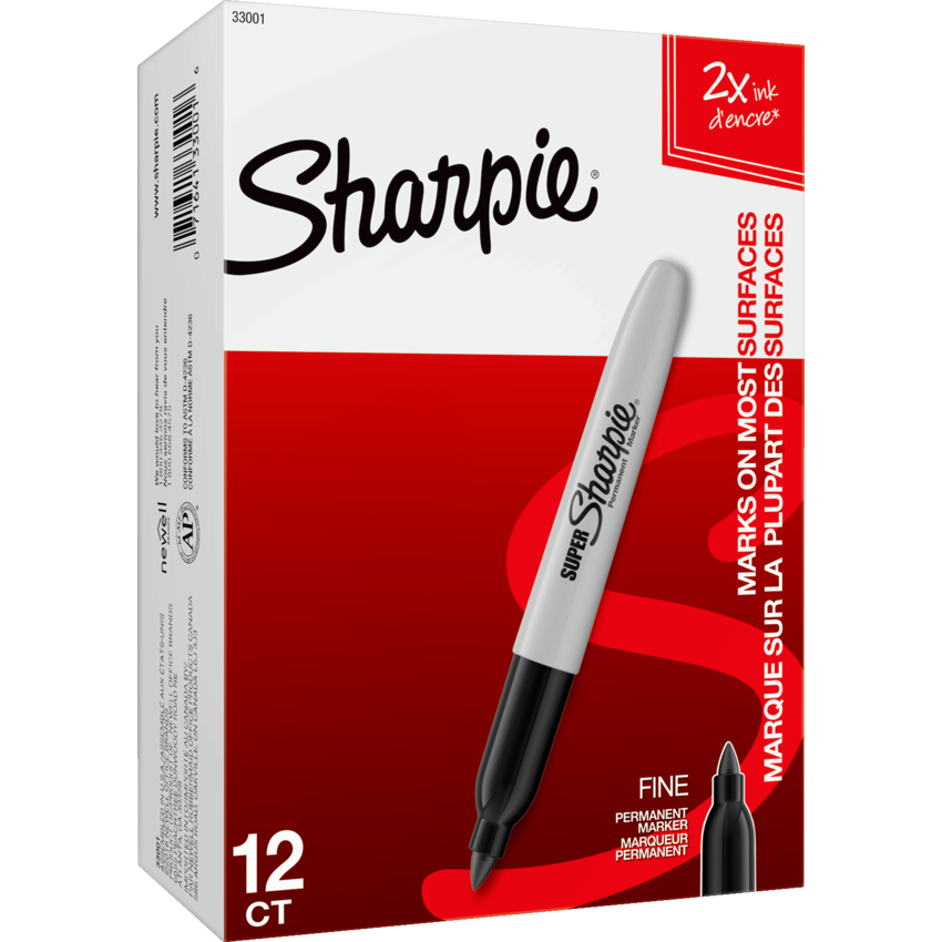 Sharpie® Super Permanent Marker Conical Tip Black 12/box Monk Office