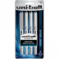 uni-ball® Vision™ Roller Pens 0.7mm Black with Grey Barrel 4/pkg