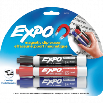 Expo® Low Odour Magnetic Clip Eraser with 3 Chisel Tip Markers