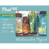 Fluid 100 Watercolour Paper Hot Press Pochette 11" x 14" 10sheets