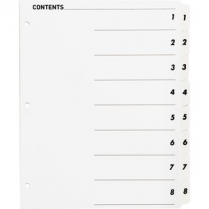 Business Source Quick Index Dividers 1-8 White