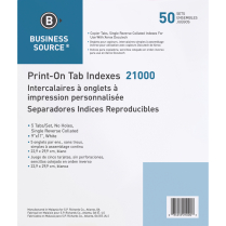Business Source Print-On Tab Indexes White Letter 5tabs/set 50sets/Box