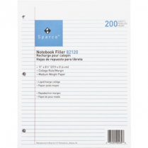 Sparco Notebook Filler Paper College Ruled 8-1/2" x 11" 200/pkg