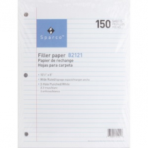 Sparco Notebook Filler Paper Wide Ruled 8" x 10-1/2" 150/pkg