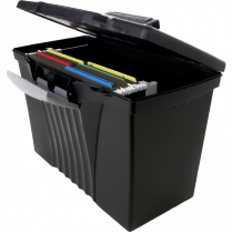 Storex® File Totes with Organzier Lid 13-1/2" Black 17" Black