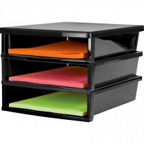 Storex® Quickstack Literature Organizer 3 Compartments Black