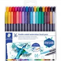 Staedtler® Double-Ended Watercolour Brush Pens Assorted Colours 36/pkg