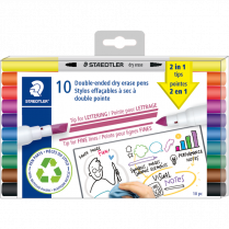Staedtler® Double-Ended Dry Erase Markers Assorted Colours 10/pkg