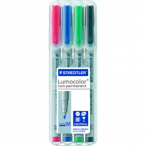 Staedtler® Lumocolor® Markers Washable Medium Tip Assorted Colours 4/pkg