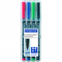 Staedtler® Lumocolor® Markers Permanent Medium Tip Assorted Colours 4/pkg