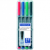 Staedtler® Lumocolor® Markers Permanent Fine Tip Assorted Colours 4/pkg