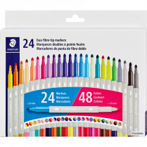 Staedtler® Duo Fibre-Tip Markers Assorted Colours 24/pkg