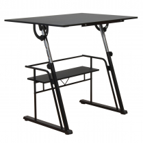 Studio Designs Zenith Height Adjustable Drafting Table w Shelf Black