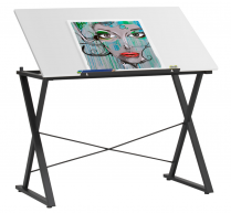 Axiom Student Drawing Table With Tilting Top Charcoal & White