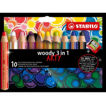 Stabilo Woody 3 in 1 Arty Pencil Crayons 10/set + sharpener