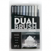 Tombow Dual Brush Pens Greyscale Colours 10/pkg