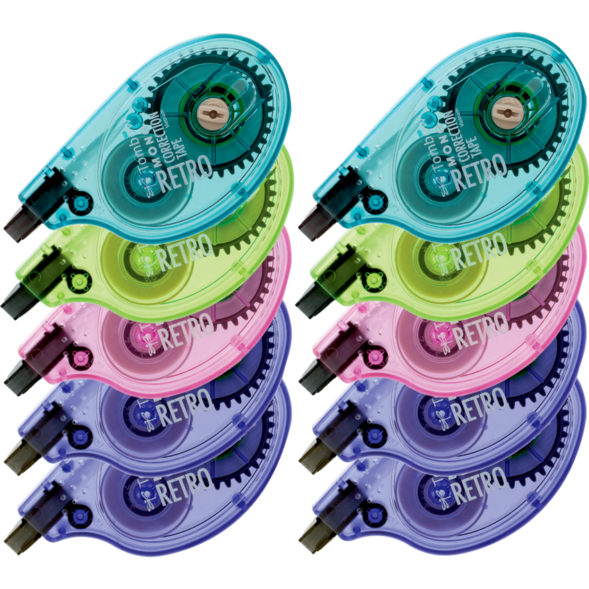 Tombow MONO Retro Correction Tape Assorted Colours 10/box Monk Office