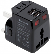 WORLD TRAVEL ADAPTER WITH DUAL USB CHARGING PORTS