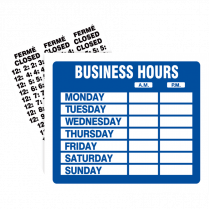 Headline® Business Hours Sign Kit Electrostatic English