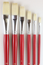 Heinz Jordan Series 1450F Acrilex® White Bristle Oil & Acrylic Paint Brushes - Flat - Various Sizes