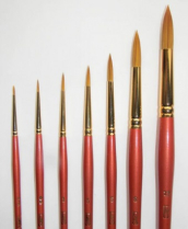Heinz Jordan Series 400 Oasis Gold & Red Sable Blend Watercolour Paint Brushes - Round - Various Sizes