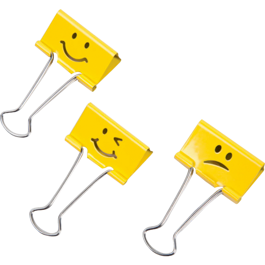 EMOJI FOLDBACK CLIPS 1.5" YLW 20/PKG Monk Office