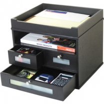3DRAWER VICTOR WOOD BLACK DESKTOP ORGANIZER