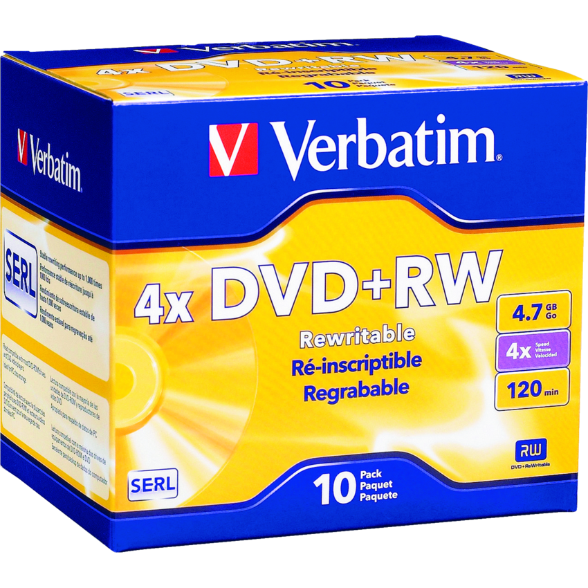 DVD RW VERBATIM 4X WITH CASE 10/PACK Monk Office