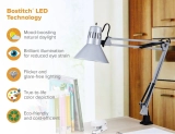 Bostitch Swing Arm Desk Lamp with Clamp Silver