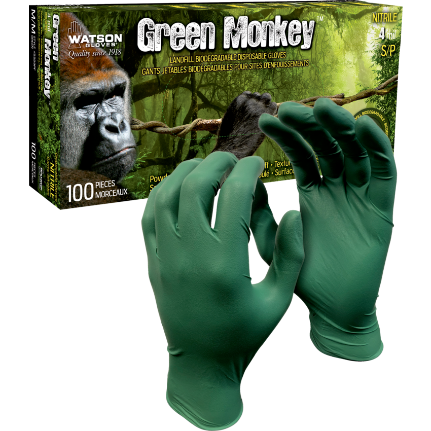 WG GREEN MONKEY GLOVES MEDIUM 100/BOX NITRILE POWDERFREE Monk Office