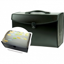 Winnable Portable Poly File 13 Pockets with Tab Inserts Letter/Legal Black