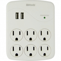 Woods® 6-Outlet/2-USB Ports Wall Tap Surge Protector