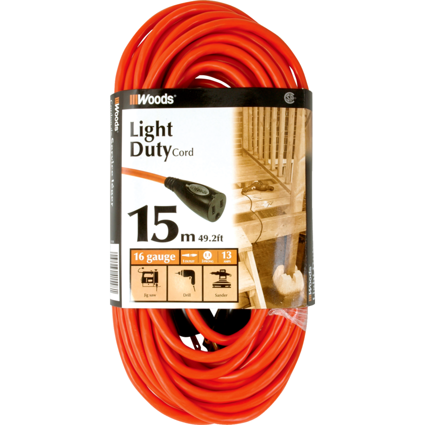 WOODS EXTENSION CORD 15m LIGHT DUTY OUTDOOR Monk Office