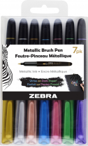 Zebra Zensations Metallic Brush Pen Assorted Colours 7/pack