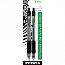 Zebra Z-Grip™ Retractable Ball Point Pen Medium Point Black 2/pkg