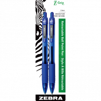 Zebra Z-Grip™ Retractable Ball Point Pen Medium Point Blue 2/pkg