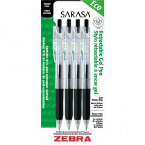 Zebra Sarasa™ Clip Eco Retractable Gel Pen Light Blue 0.7 mm Black 4/pkg