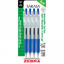 Zebra Sarasa™ Clip Eco Retractable Gel Pen Light Blue 0.7 mm Blue 4/pkg