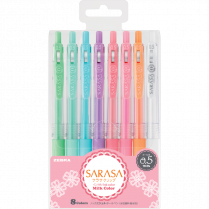 Zebra Sarasa™ Clip Retractable Gel Pens 0.5 mm Assorted Milk Colours 8/pkg