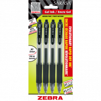 Zebra Sarasa™ Retractable Gel Pens 0.7 mm Black 4/pkg