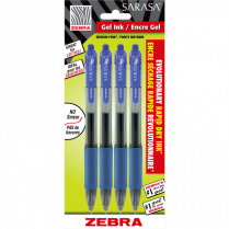 Zebra Sarasa™ Retractable Gel Pens 0.7 mm Blue 4/pkg