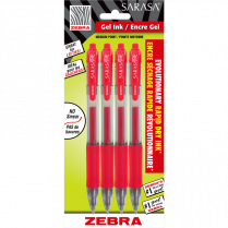Zebra Sarasa™ Retractable Gel Pens 0.7 mm Red 4/pkg