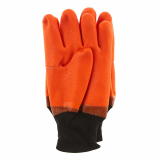 GANTS DE PLASTIQUE ORANGE FLUO ISOLE