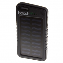 Chargeur solaire portable Boost, batterie de 4000 mAh avec 2 ports USB et lampe de poche DEL, résistant à l'eau et aux chocs.