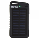 Chargeur solaire portable Boost, batterie de 4000 mAh avec 2 ports USB et lampe de poche DEL, résistant à l'eau et aux chocs.