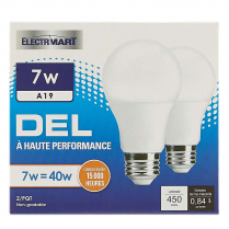 DEL A19 7W 450 LM BLANC CHAUD 3000K