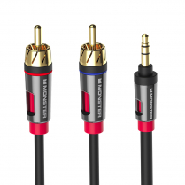 Monster® Câble en Y audio stéréo mini mâle 3,5 mm vers deux RCA mâles 6 pi, noir