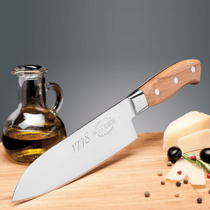 F.Dick 1778 Series 7" Santoku Knife, Plum Tree Wood Handle